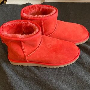 UGG Short Suede Boots in Bright Coral